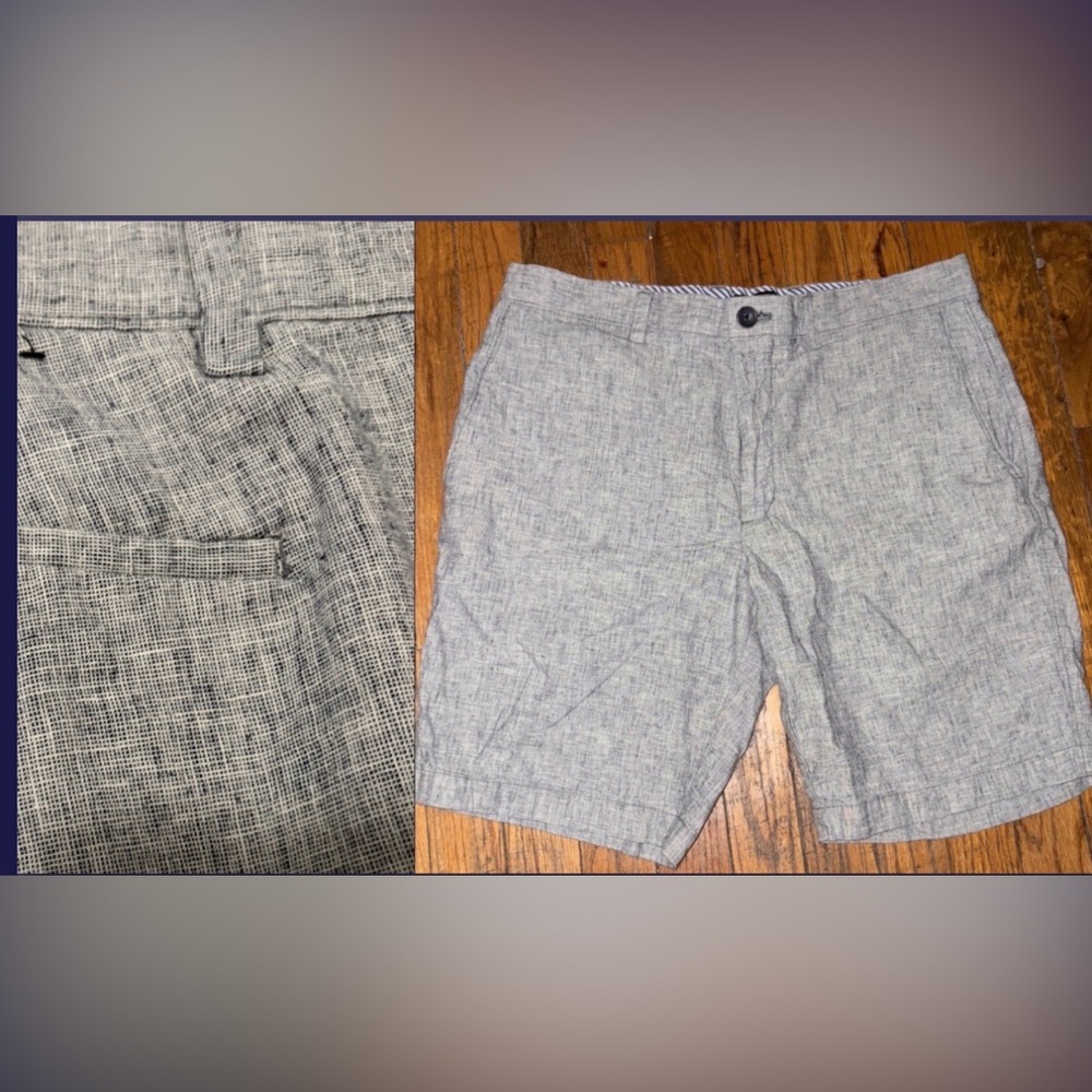 NWOT☀️🩴Banana Republic Linen Cotton Blend Gray Flat Shorts 9” inseam 33” Waist